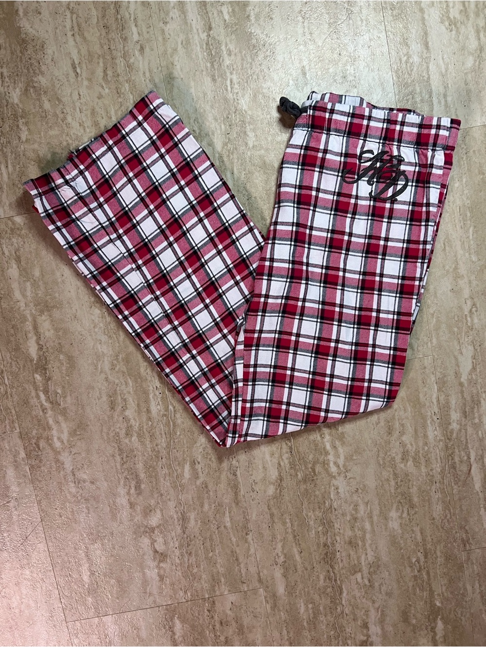 Harley-Davidson Monogrammed HD Red White Plaid Pajama Pants FLAWED Cotton Small